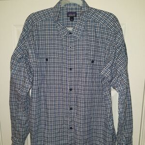 Patagonia Organic Cotton Plaid Long Sleeve Button Up Shirt Men's sz Large